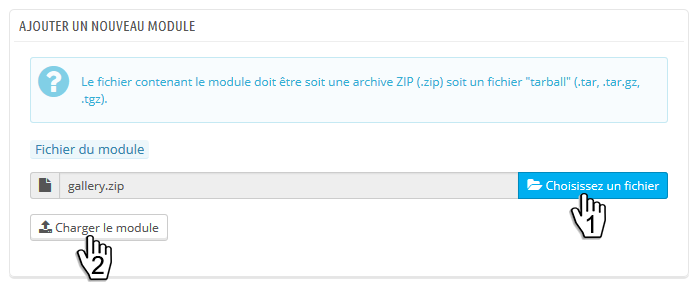Choose and Upload the module